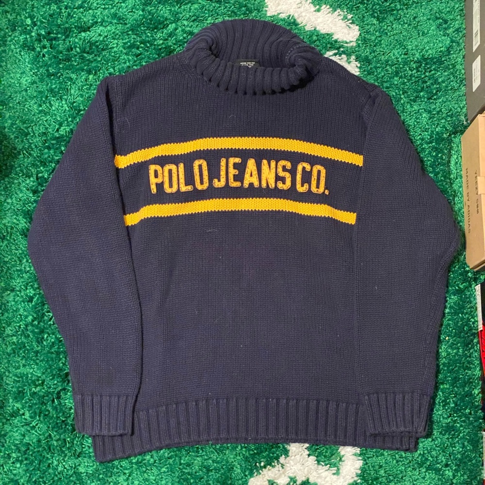 Vintage polo jeans knit turtleneck sweater